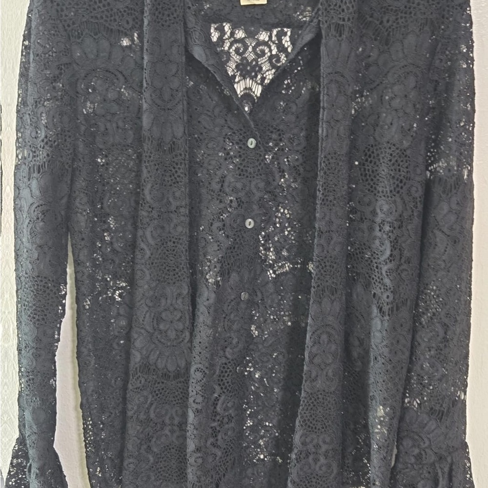 Denim & Supply Ralph Lauren Black Embellished Long Sleeve Blouse